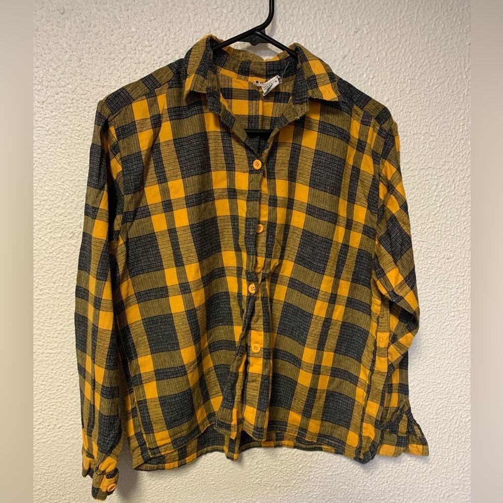 Vintage 1980's 100% cotton checkered plaid button down large